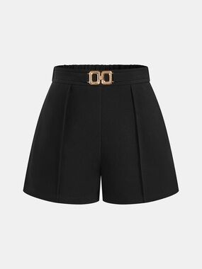 279 Mid Waist Metal Buckle A-Line Shorts